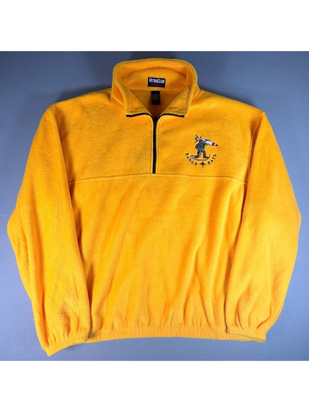 VTG UltraClub Range Rats Fleece Mens XL Yellow White Sands Missile 1/4 Zip